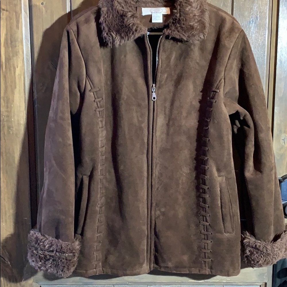 Chebella faux suede/fur coat size large